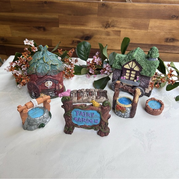 Other - Fairy Garden Miniature Set Cottagecore Decor Bundle. Houses, Wells, Bridge, Sign